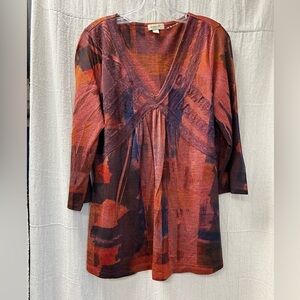One world/ live and let / top/V-neck/ tunic top/ size L